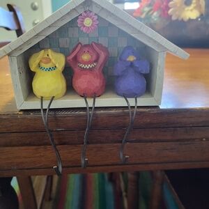 Charming Yellow, Red, and Purple Birdhouse Wall Decor